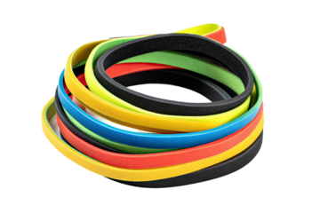 Durable resistance bands isolated on transparent background