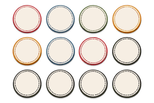 Set of blank round stitched badges and patches