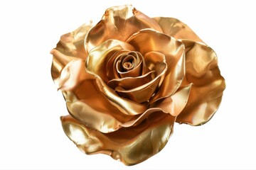 Stunning Golden Rose Bloom Luxurious Metallic Flower Elegant Anniversary on transparent background