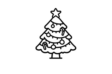 Fototapeta premium Christmas Tree with Decorations Icon