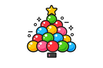 Naklejka premium Stylized Christmas Tree Made of Colorful Bubbles