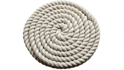 Coiled rope circle on transparent background for design and texture