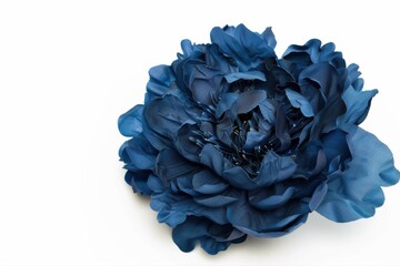 Luxurious deep blue fabric flower elegant artistic textile bloom ornate on transparent background