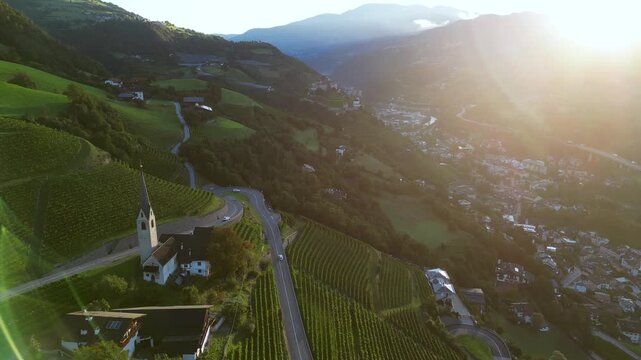 Villanders Sunrise Dolomites Italy Drone