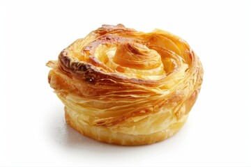 Fototapeta premium Golden flaky spiral pastry sweet delicious bakery treat Freshly baked on transparent background