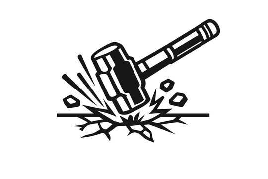 Sledgehammer smashing ground icon