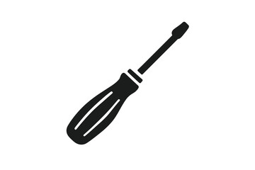 Fototapeta premium Black Screwdriver Icon on Grayscale Background