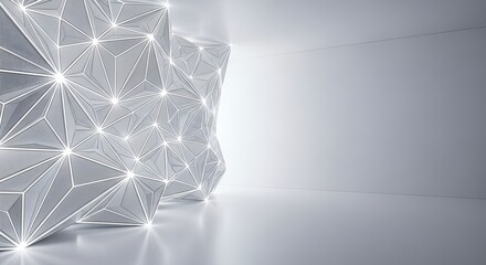 Sleek Futuristic Abstract Geometric Architecture with Glowing Lines