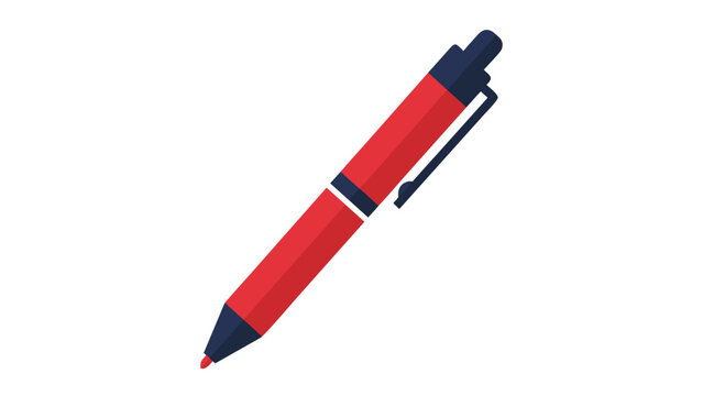 A red pen with black accents on a white background, a vector illustration