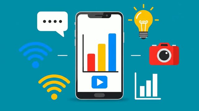 Smartphone with Wi-Fi Lightbulb Camera and Chat Bubble