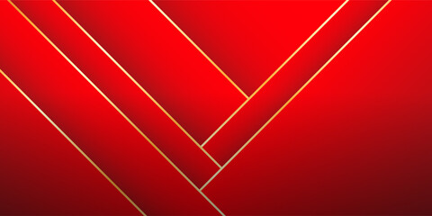 A contemporary red abstract background enhanced by geometric line structures, diagonal stripes, and thin metallic gold elements