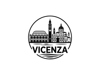 Obraz premium Vicenza city of Italy skyline emblem with landmarks