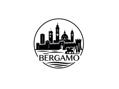 Bergamo city of Italy skyline emblem with landmarks