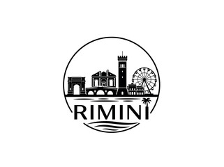 Naklejka premium Rimini city of Italy skyline emblem with landmarks