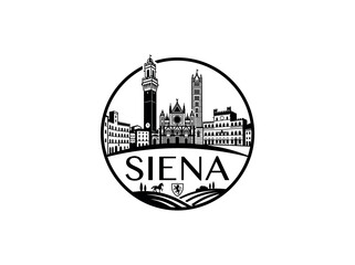 Naklejka premium Siena city of Italy skyline emblem with landmarks