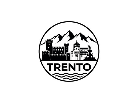Trento city of Italy skyline emblem with landmarks