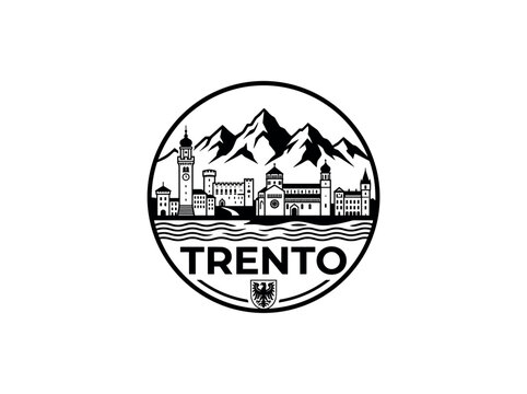 Trento city of Italy skyline emblem with landmarks