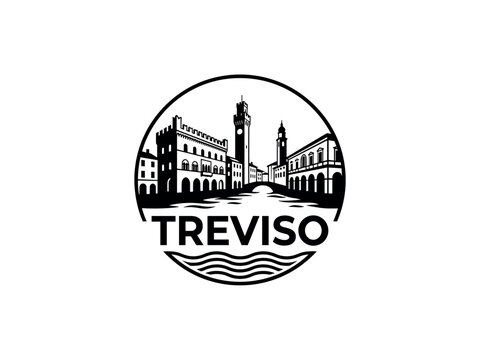 Treviso city of Italy skyline emblem with landmarks