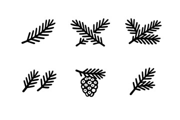 Fototapeta premium Christmas pine branch and pinecone graphic