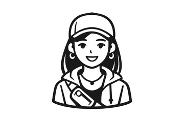 Fototapeta premium Cartoon girl wearing a baseball cap and hoodie