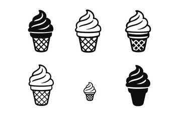Set of six ice cream cone icons