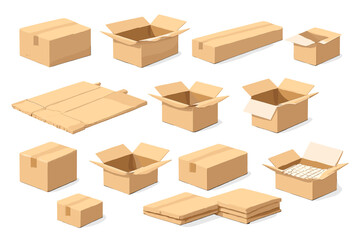 Fototapeta premium Collection of cardboard boxes and packaging materials