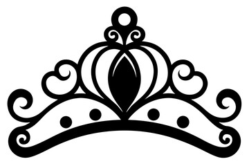 Elegant black tiara with swirling decorative elements and pearl accents Vector © Dream Forge Studio 