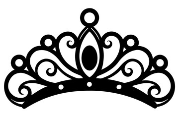 Elegant black tiara with swirling decorative elements and pearl accents Vector © Dream Forge Studio 