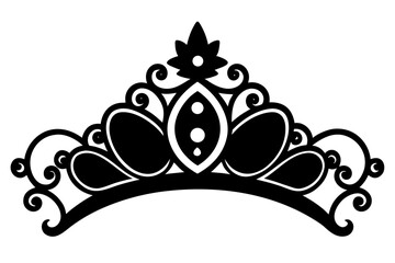 Elegant black tiara with swirling decorative elements and pearl accents Vector © Dream Forge Studio 