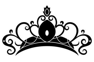 Elegant black tiara with swirling decorative elements and pearl accents Vector © Dream Forge Studio 