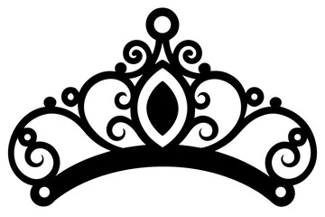 Elegant black tiara with swirling decorative elements and pearl accents Vector © Dream Forge Studio 