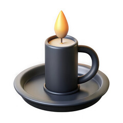 Lit candle in holder isolated on transparent background