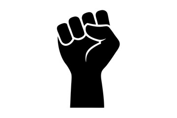 Symbol of resistance and power with a raised clenched fist silhouette Vector
