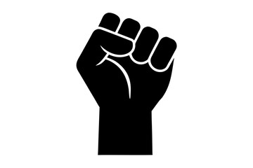 Symbol of resistance and power with a raised clenched fist silhouette Vector