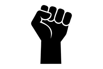 Symbol of resistance and power with a raised clenched fist silhouette Vector
