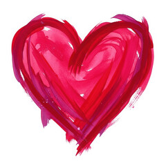 Abstract Watercolor Heart Painting in Red and Pink Hues, Expressive Romantic Symbol of Love and Emotion