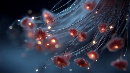 Experience the enchanting glow of delicate bioluminescent flora, a magical nature scene with ethereal light and stunning bokeh effects, perfect for inspiring wonder.