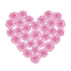 Heart Shape Composed of Multiple Pink Rose Outlines for Romantic and Floral Wedding Design