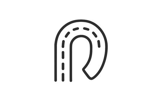 Road shape like letter U or horseshoe against a gradient background