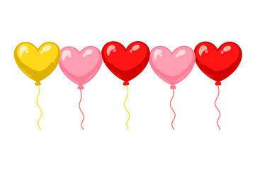 Heart-shaped balloons with glowing effect