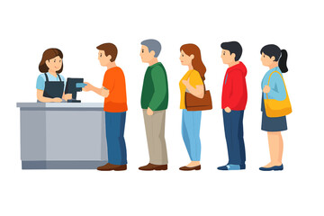 Fototapeta premium People in line at a checkout counter