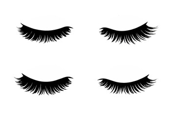 Four stylized closed eyes with long eyelashes