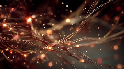 Dynamic network of glowing neural pathways pulsating with vibrant energy, symbolizing connection and innovation in a futuristic abstract.