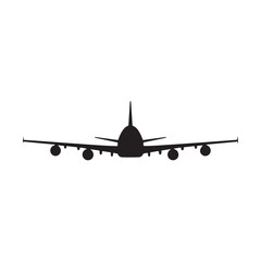 Black silhouette of airplane in flight Aircraft 