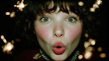 Surprised Girl With Sparklers