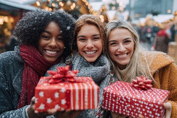 Friends Enjoying Winter Market