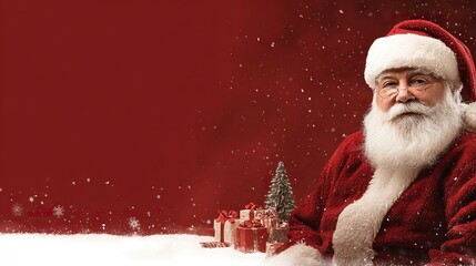 Santa Claus with Gifts and Tree