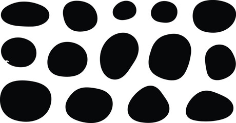 Abstract organic black blob shapes pattern set for modern graphic design
