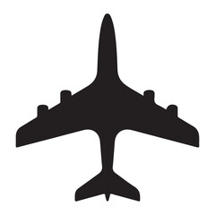 Black silhouette of airplane in flight Aircraft 