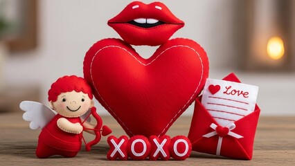 Valentine's day decoration with cupid and heart